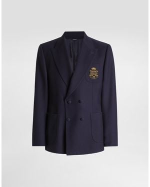 Dolce & Gabbana Double-Breasted Portofino Wool Jacket - Blue