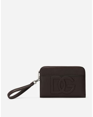 Dolce & Gabbana Mittelgroße Pouch Bag Aus Hirschleder - Weiß