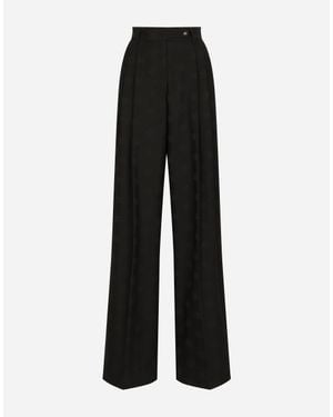 Dolce & Gabbana フレアパンツ ウールジャカード Dgロゴ - ブラック