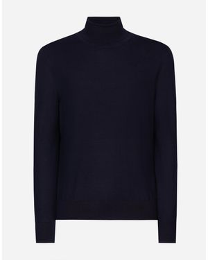 Dolce & Gabbana Cashmere And Silk Turtle-Neck Jumper - Blue