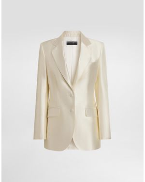 Dolce & Gabbana Single-Breasted Mikado Silk Jacket - Natural