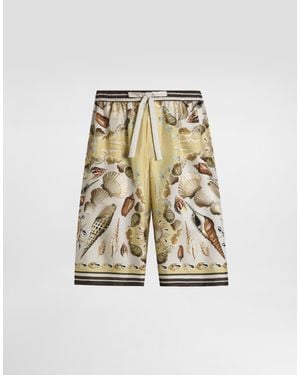 Dolce & Gabbana Printed Silk Twill Trousers - White