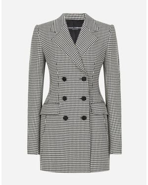 Dolce & Gabbana Virgin Wool-Blend Houndstooth Jacket - Grey