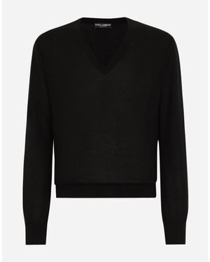 Dolce & Gabbana Pull Scollo V - ブラック