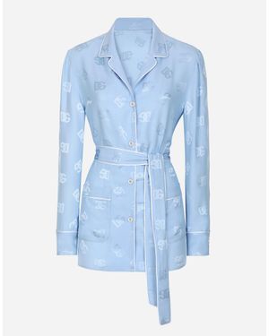 Dolce & Gabbana Dgロゴ シルクサテン ジャカード シャツドレス