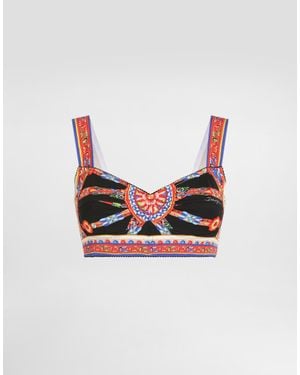 Dolce & Gabbana Carretto-Print Charmeuse Top - White