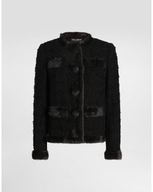 Dolce & Gabbana Single-Breasted Tweed Jacket - Black
