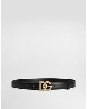 Dolce & Gabbana Calfskin Belt With Dg Logo - ホワイト
