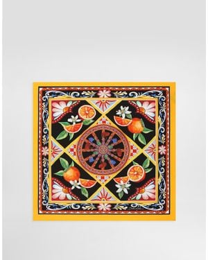 Dolce & Gabbana 50X50 Carretto-Print Silk Twill Scarf - Multicolour