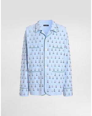 Dolce & Gabbana Vanity Shirt With Embroidery And Piping - Blue