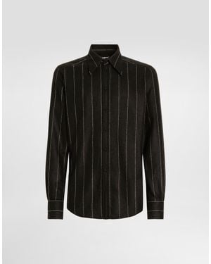 Dolce & Gabbana Pinstriped Flannel Shirt - Black