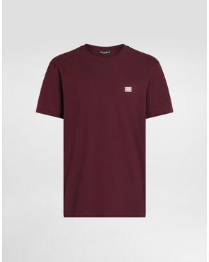 Dolce & Gabbana ロゴプレート コットン Tシャツ - レッド