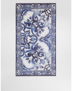 Dolce & Gabbana Dg Exclusive Pareo Aus Baumwolle Mit Majolika-Print - Blau