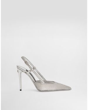 Dolce & Gabbana Satin Slingbacks With Fusible Rhinestones - White