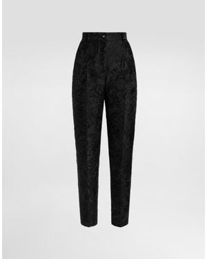 Dolce & Gabbana Peony-Motif Brocade Trousers - Black