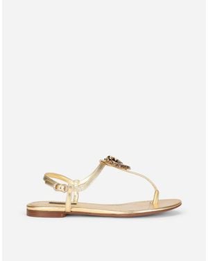 Dolce & Gabbana Sandales Entredoigts Devotion En Cuir Nappa - Métallisé