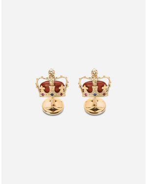 Dolce & Gabbana Crown Crown Cufflinks With Jasper - ホワイト
