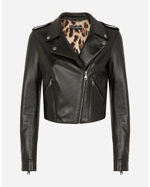 Dolce & Gabbana Leather Biker Jacket - Black