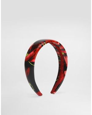 Dolce & Gabbana Poppy-Print Poplin Headband - Red