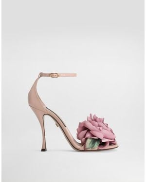 Dolce & Gabbana Heeled Sandals With Floral Motif - Pink