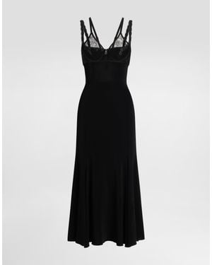Dolce & Gabbana Organza Godet Dress - Black
