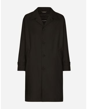 Dolce & Gabbana Nylon Trench Coat With Logo Tag - Black