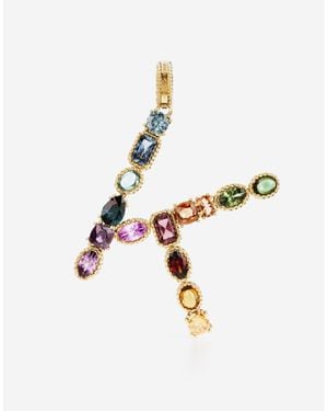Dolce & Gabbana Charm K Lettering 18Kt And Multicoloured Gems - White