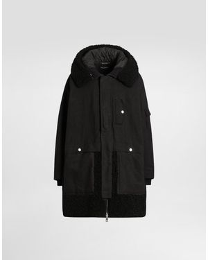 Dolce & Gabbana Waxed Long Down Jacket - Black