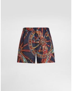 Dolce & Gabbana Carretto-Print Linen Bermuda - White