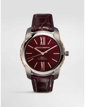 Dolce & Gabbana Armbanduhr DG7 aus stahl mit gravierten seiten aus gold - Rot