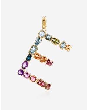 Dolce & Gabbana Charm E Lettering 18-Carat And Multicoloured Gems - White