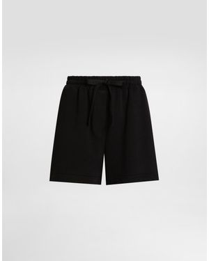 Dolce & Gabbana Fleece Shorts With Dg Embroidery - Black