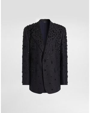 Dolce & Gabbana Single-Breasted Embroidered Jacket - Blue