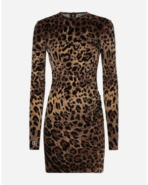 Dolce & Gabbana Leopard Print Mini Dress - Brown