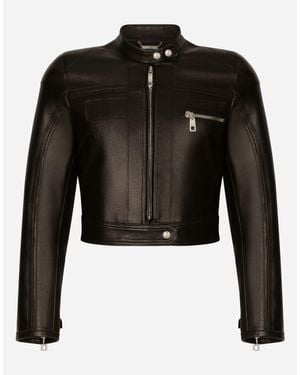 Dolce & Gabbana Nappa Leather Biker Jacket - Black