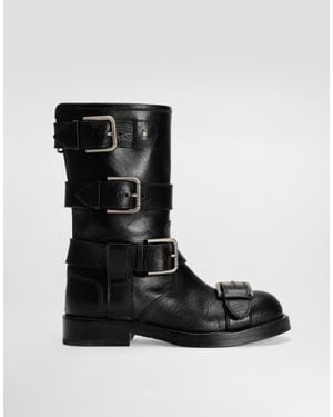 Dolce & Gabbana Leather Ankle Boots - Black