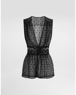 Dolce & Gabbana Polka Dots Mesh Top - Black