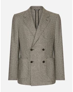 Dolce & Gabbana Double-Breasted Portofino-Fit Stretch Flannel Jacket - Green