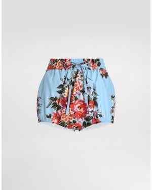 Dolce & Gabbana Flower Bouquet-Print Cotton Poplin Culotte - White