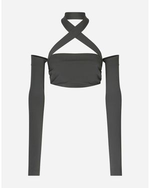 Dolce & Gabbana Kim Viscose Top With Sleeve Details - ブラック