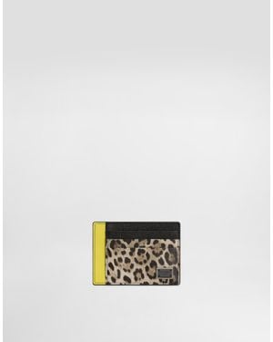 Dolce & Gabbana Saffiano Leather Card Holder With Animalier Insert - White