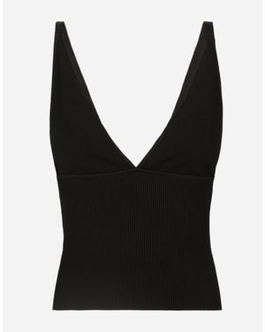 Dolce & Gabbana Viscose-Knit Vest Top - Black
