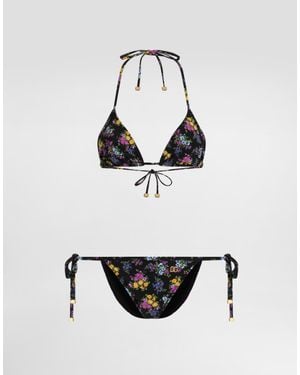 Dolce & Gabbana Small Floral-Print Triangle Bikini - ホワイト