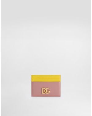 Dolce & Gabbana Leather Credit Card Holder - Yellow