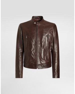 Dolce & Gabbana Lambskin Nappa Leather Jacket - Brown