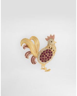 Dolce & Gabbana Sartoria Rooster-Shaped Brooch - Blanc