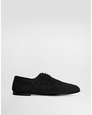 Dolce & Gabbana Woven Fabric Derby Shoes - White