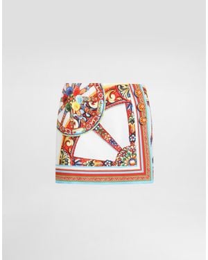 Dolce & Gabbana Minirock Aus Strohgewebe Mit Carretto-Print - Weiß