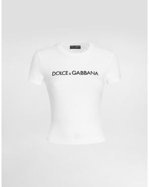 Dolce & Gabbana Logo Cropped T-Shirt - White