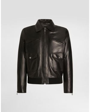 Dolce & Gabbana Nappa Leather Bomber Jacket - Black